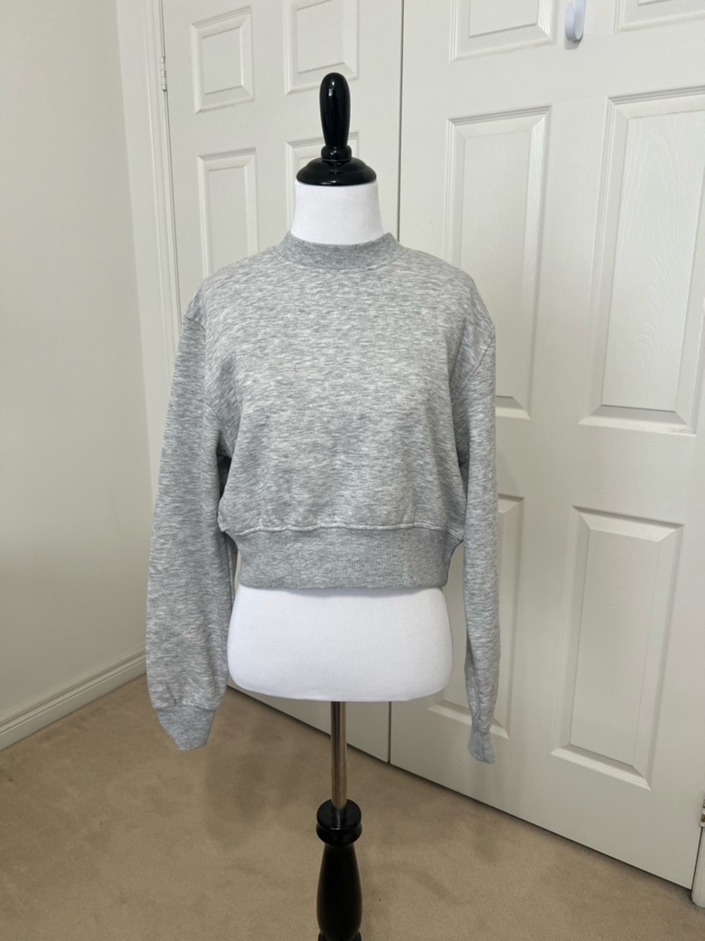 Cropped Heather Gray Crewneck Sweatshirt
